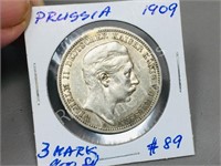 Prussia- 1909 silver 3 mark coin