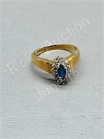 10k gold and sapphire and diamond ring size 7