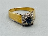 14k gold and sapphire and diamond ring size 5
