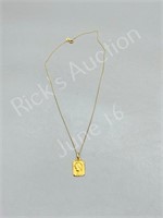 18k gold religious pendant (2g) & 10k chain (1.2g)