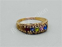 10k gold ring with colored stones - size 7-1/4