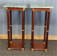 (2) Marble Top Accent Tables/Plant Stands #2