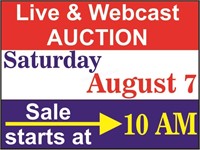 1st lot sells at 10:00 AM on Saturday, August 7