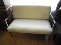 WHITE COUCH, CHROME ARM RESTS,