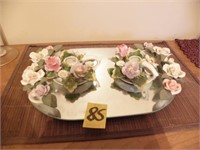 FLOWER CANDLE HOLDERS & MIRROR
