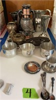 Silver Plate, Peter Cups, Brass Vases, Ashtray,