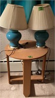 Round Side Table, Pair Of Table Lamps