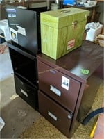 Metal Filing Cabinets, Document Box. In Garage