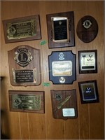 Lions Club Wall Plaques. In Basement