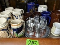 Pewter Cordial Glass Set, Beer Mugs, Liberty B