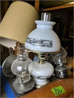 Wall Mount Bracket Oil Lamps, Currier & Ives L