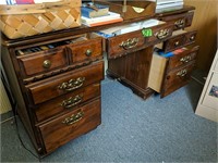 Rustic Pine Kneehole Desk 54x24x29" In Basement