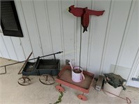 Decorative Wagon Planter, Shepherd Hook, Little