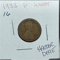 1933-D WHEAT PENNY HARDER DATE