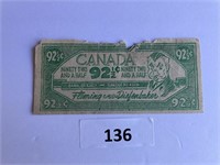 Funny Money - Diefenbaker 92 1/2c bill