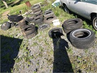 LARGE LOT OF TIRES AND TRUCK BOX