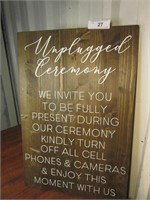 Wooden "Unplugged Ceremony" Wedding Sign