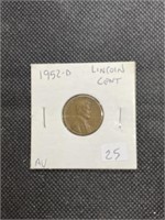 1952-D Licoln Cent AU High Grade