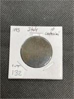Rare Early 1893 ITALY 19 Centesimi Coin