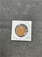 Rare MS+ High Grade 1946-D Wheat Cent