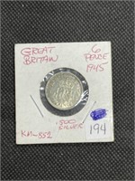 Nice High Grade WWII Silver 1945 Great Britain 6