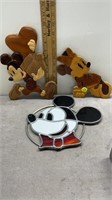 3PC MICKEY MOUSE WALL ART LOT- 10" STAINED GLASS &