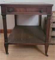 Antique Side Table Leather top 20x23x26