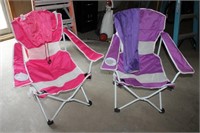 2 Camping Chairs w/ Bags (Pink & Purple)
