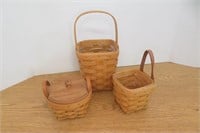 3 Longaberger Baskets 4 to 5" wide