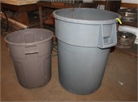 2 Garbage Cans 1)31" T 24" Dia 1) 22" T 18.5" Dia