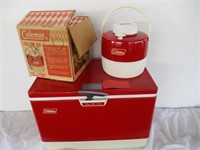 pair of Vintage Coleman's Big Red & Cooler