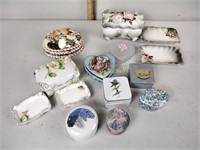 Porcelain & glass jewelry boxes