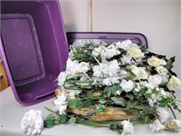 Artificial flowers & large tote