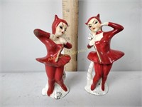 Vintage devil lady salt & pepper shakers
