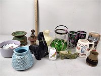 Vases, ice bucket, candle holder, bowls, misc.