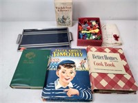 Thread, Art Deco tray, Tacklebox Library book