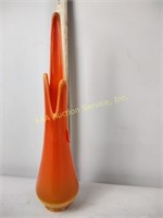 Mid Century tangerine swung glass vase