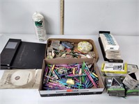 Office supplies: clips, numbering machine,pens,