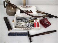 Oiler, old tools, old straight razor boxes, Berne