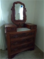 Antique Dresser & Mirror w/marble top