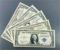 (5) 1935 US $1 Blue Seal Bills UNCIRCULATED