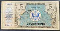 1951 5 Cents Military Payment Certificate UNC