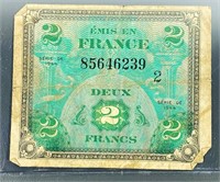 1944 French 2 Francs Bill CLOSELY UNCIRCULATED