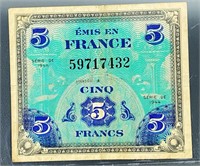 1944 French 5 Francs Bill UNCIRCULATED
