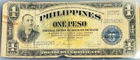 1922 Philippines One Peso Bill LIGHTLY CIRCULATED