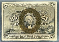 1863 US Fract. Currency 25 Cents Bill CLOSE UNC