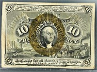 1863 US Fract. Currency 10 Cents Bill CLOSELY UNC