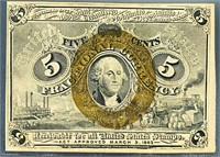 1863 US Fractional Currency 5 Cents Bill UNC