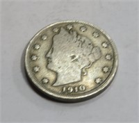 1910 V Nickel Readable Date