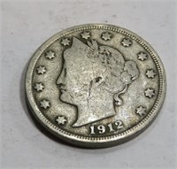 1912 Partial Liberty Readable Date V Nickel